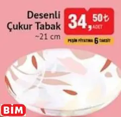 PAŞABAHÇE DESENLİ ÇUKUR TABAK ~21 CM